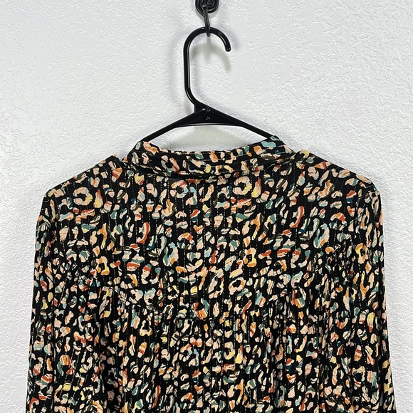 Jane Delancey Women's Multi Color Patterned Top striped Button Down Career Sz L - Picture 12 of 13